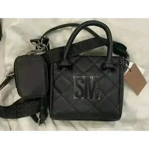 Steve Madden BLACK BBABI Satchel Crossbody Guitar Strap Bag w/ AIR Pod Case NWT